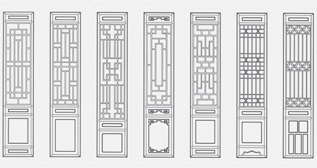 龙山常用中式仿古花窗图案隔断设计图